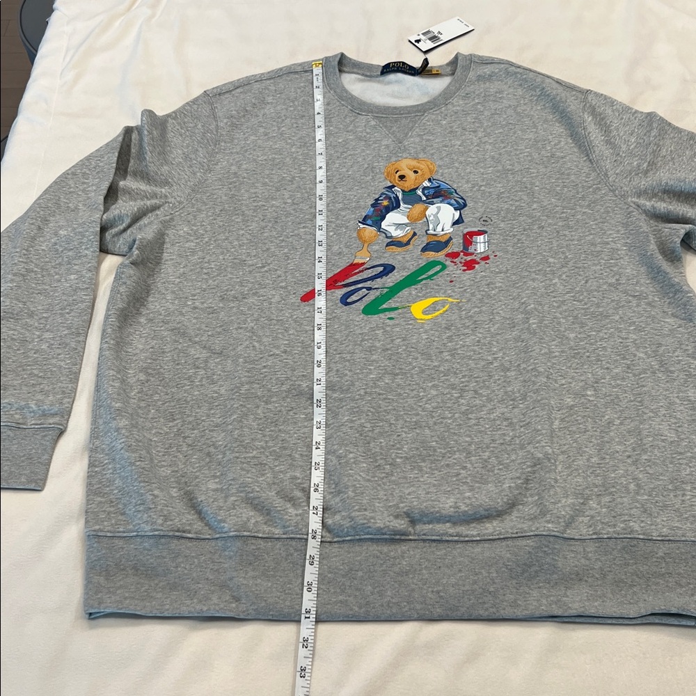 🎉Host Pick🎉2x Polo Ralph Lauren Grey Fleece Polo Bear Crewneck Sweatshirt - Picture 8 of 14